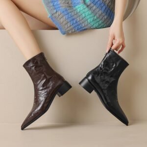 CHIKO Gabriella Pointy Toe Block Heels Ankle Boots