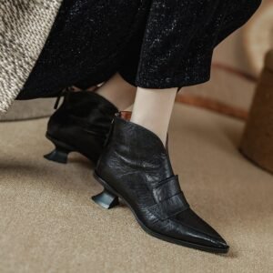 CHIKO Hailey Pointy Toe Curve Heels Ankle Boots
