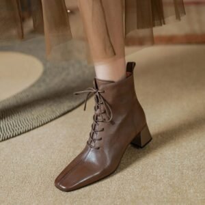 CHIKO Cora Square Toe Block Heels Ankle Boots