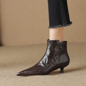 CHIKO Claire Pointy Toe Kitten Heels Ankle Boots