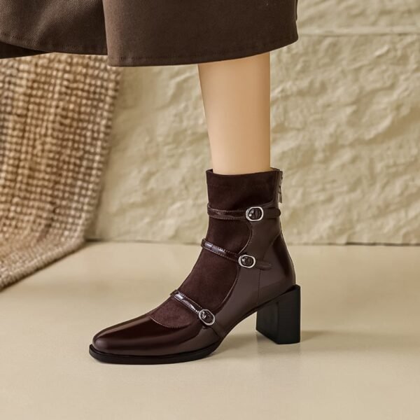 CHIKO Amara Square Toe Block Heels Ankle Boots