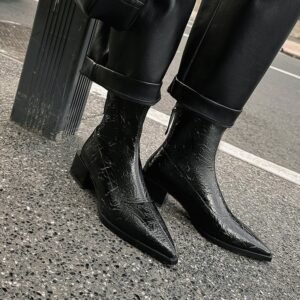 CHIKO Cecilia Pointy Toe Block Heels Ankle Boots