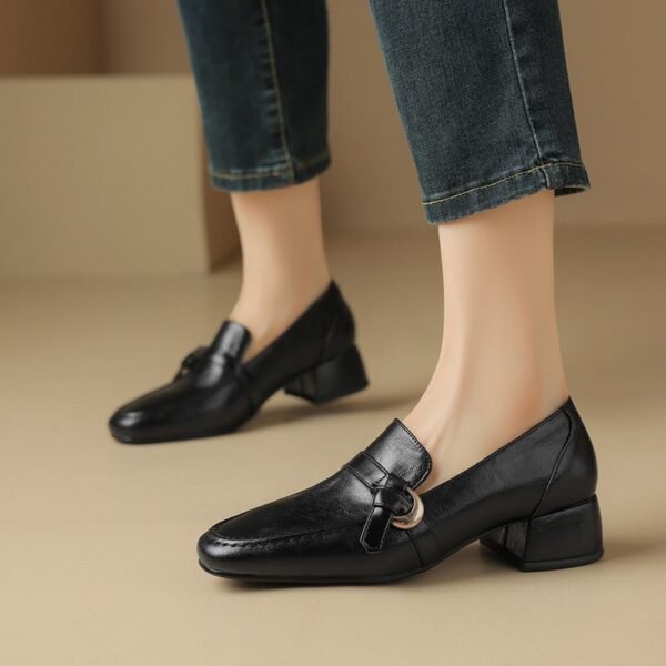 CHIKO River Square Toe Block Heels Loafers Shoes