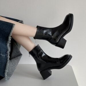 CHIKO Phoebe Square Toe Block Heels Ankle Boots