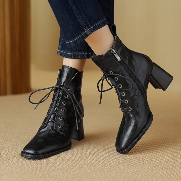 CHIKO Vera Square Toe Block Heels Ankle Boots