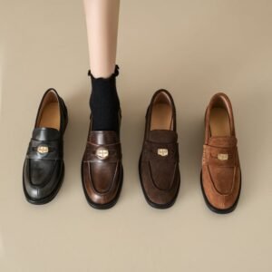 CHIKO Kaia Round Toe Block Heels Loafers Shoes