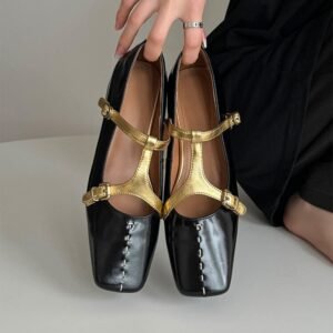 CHIKO Elsie Square Toe Block Heels T-Strap Shoes