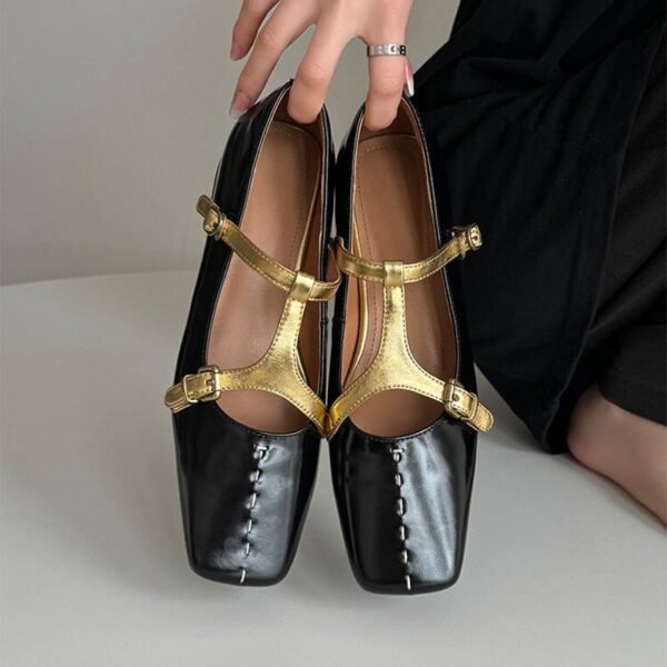 CHIKO Elsie Square Toe Block Heels T-Strap Shoes