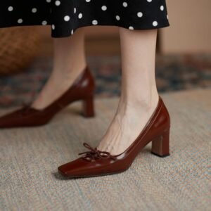 CHIKO Olive Square Toe Chunky Heels Pumps Shoes