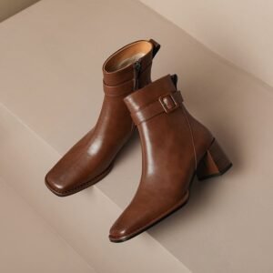 CHIKO Nevaeh Square Toe Block Heels Ankle Boots