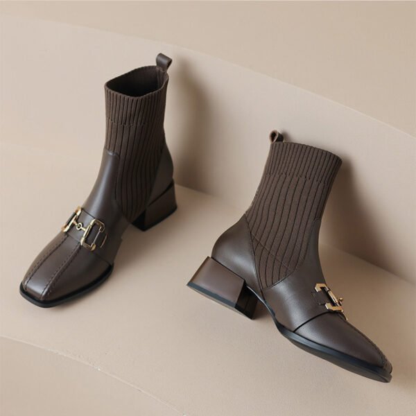 CHIKO Juniper Square Toe Block Heels Ankle Boots - Image 2