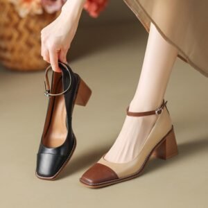 CHIKO Maggie Square Toe Block Heels Pumps Shoes