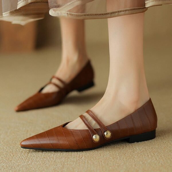CHIKO Angelina Pointy Toe Block Heels Mary Jane Flats