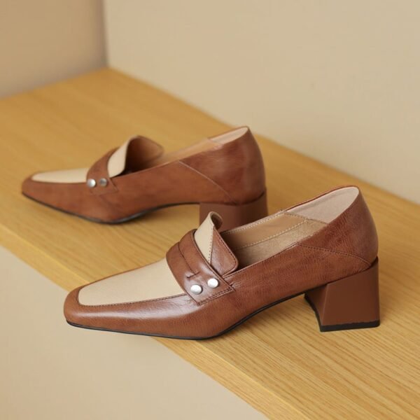 CHIKO Saige Square Toe Block Heels Loafers Shoes - Image 2