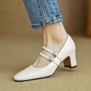 CHIKO Sabrina Round Toe Block Heels Mary Jane Shoes