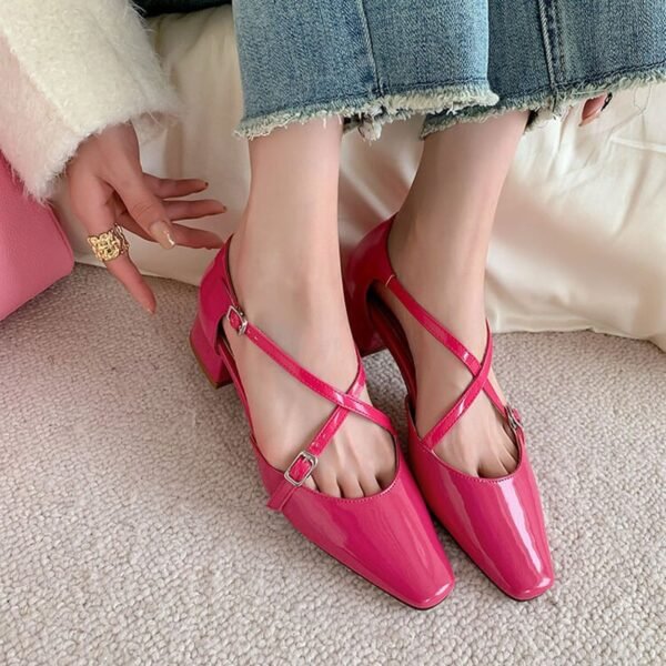 CHIKO Julianna Square Toe Block Heels Pumps Shoes - Image 2