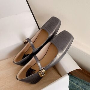 CHIKO Navy Square Toe Block Heels Mary Jane Shoes