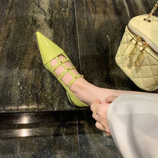 CHIKO Jennifer Pointy Toe Block Heels T-Strap Shoes - Image 2