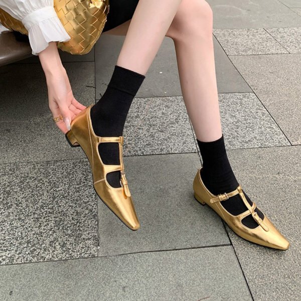 CHIKO Jazlyn Pointy Toe Block Heels T-Strap Shoes - Image 2