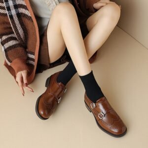 CHIKO Myra Round Toe Block Heels Oxfords Shoes