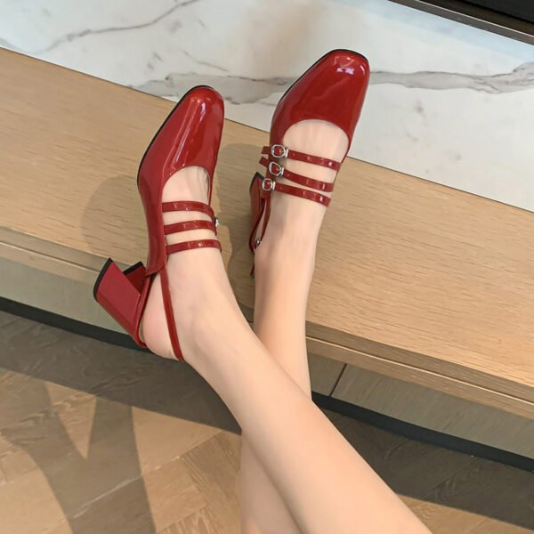 CHIKO Anne Square Toe Block Heels Slingback Shoes - Image 2