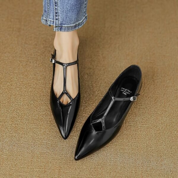 CHIKO Felicity Pointy Toe Block Heels T-Strap Shoes - Image 2