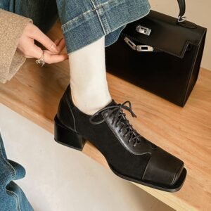 CHIKO Emely Square Toe Block Heels Oxfords Shoes