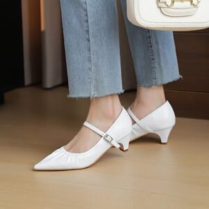 CHIKO Holly Pointy Toe Block Heels Mary Jane Shoes