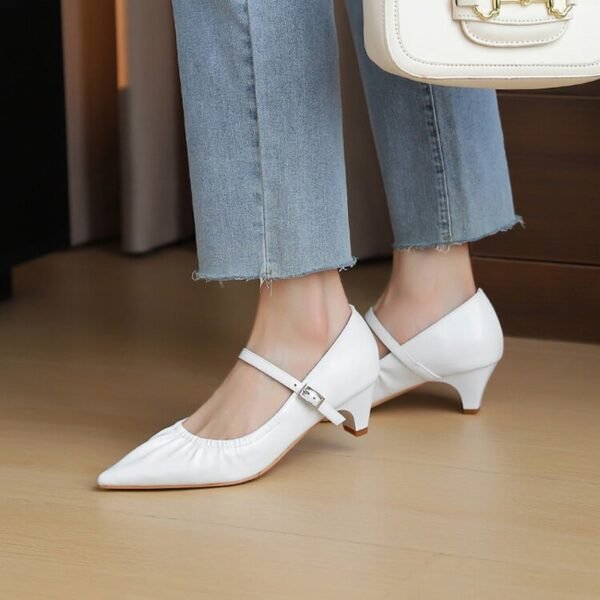 CHIKO Holly Pointy Toe Block Heels Mary Jane Shoes