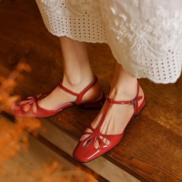 CHIKO Rylie Square Toe Block Heels T-Strap Shoes