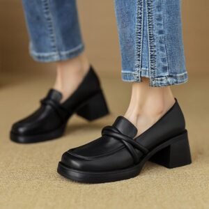 CHIKO Leona Square Toe Block Heels Loafers Shoes