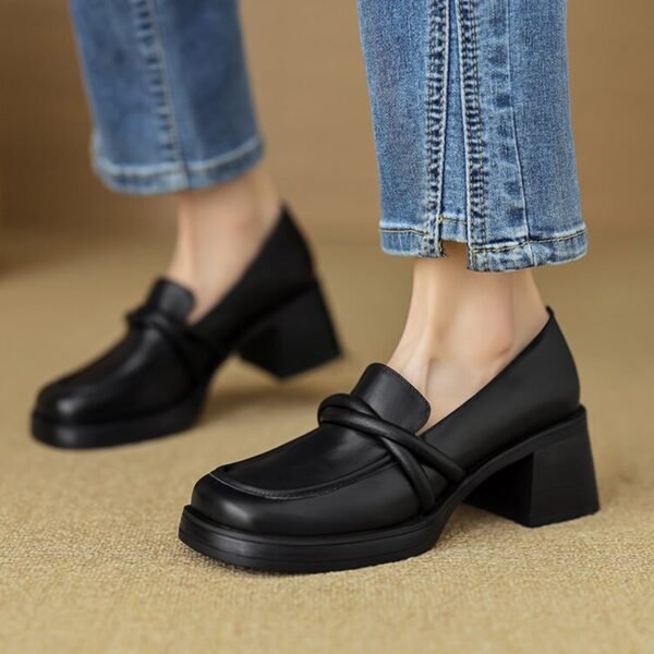CHIKO Leona Square Toe Block Heels Loafers Shoes