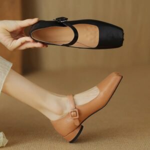 CHIKO Margo Square Toe Block Heels Mary Jane Shoes
