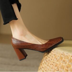 CHIKO Elaine Square Toe Chunky Heels Pumps Shoes