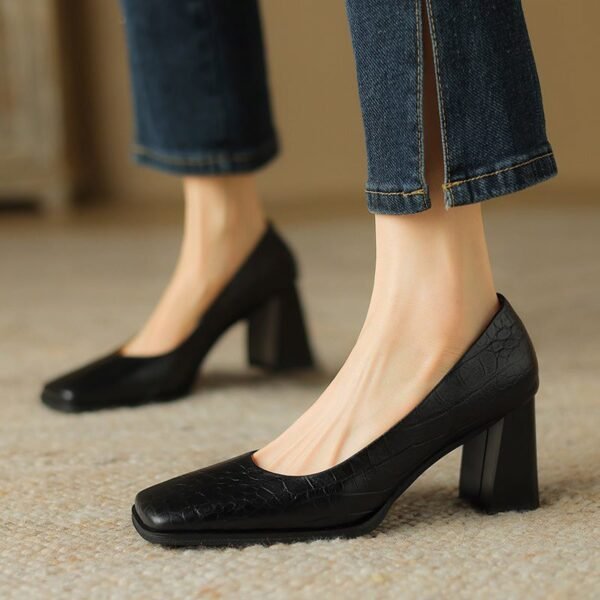 CHIKO Elaine Square Toe Chunky Heels Pumps Shoes - Image 2