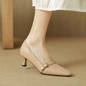 CHIKO Fiona Pointy Toe Kitten Heels Loafers Shoes
