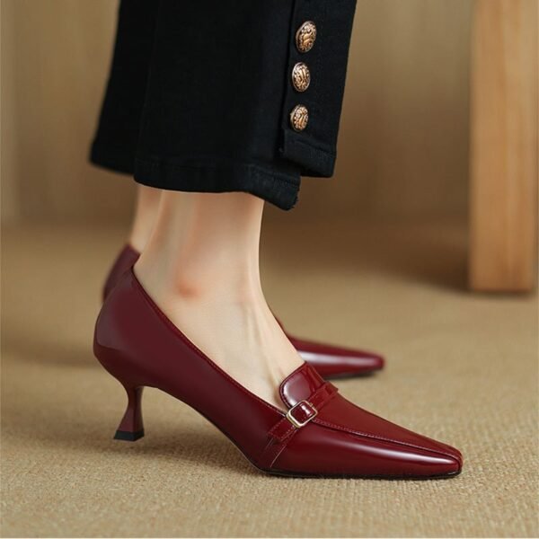CHIKO Fiona Pointy Toe Kitten Heels Loafers Shoes - Image 2