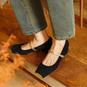 CHIKO Allie Square Toe Block Heels Mary Jane Shoes
