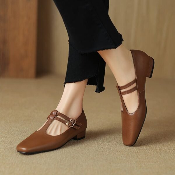CHIKO Cheyenne Square Toe Block Heels T-Strap Shoes - Image 2