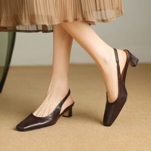 CHIKO Jazmin Square Toe Block Heels Slingback Shoes