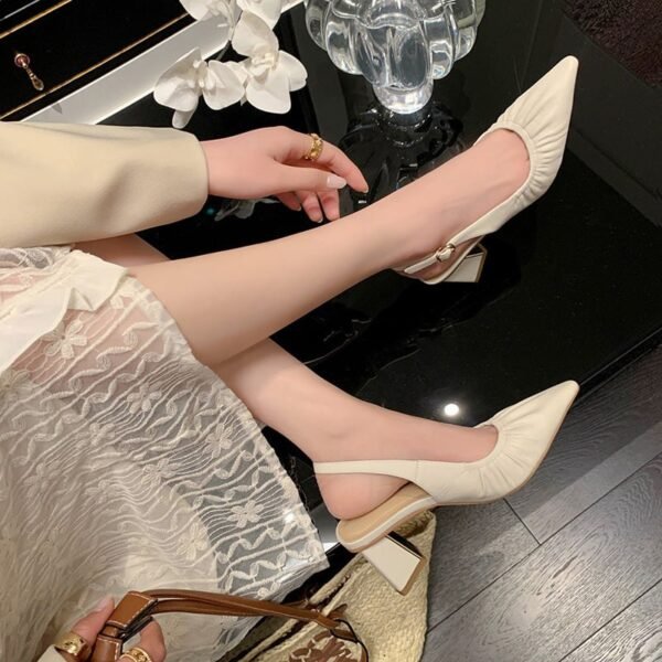 CHIKO Martha Pointy Toe Block Heels Slingback Shoes