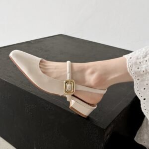 CHIKO Fallon Square Toe Block Heels Slingback Shoes