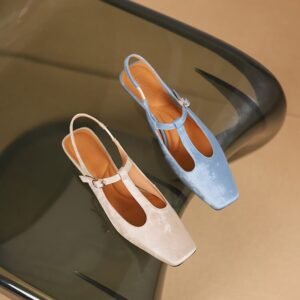 CHIKO Arleth Square Toe Block Heels T-Strap Shoes