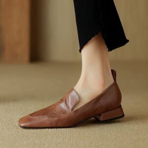 CHIKO Reina Square Toe Block Heels Loafers Shoes