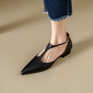 CHIKO Hadassah Pointy Toe Block Heels T-Strap Shoes