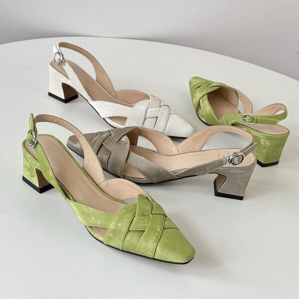 CHIKO Nathalia Pointy Toe Block Heels Slingback Shoes