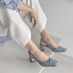 CHIKO Kiana Square Toe Block Heels Slingback Shoes