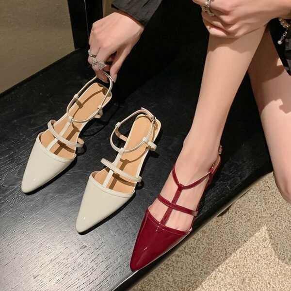 CHIKO Sky Pointy Toe Block Heels T-Strap Shoes - Image 2