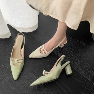CHIKO Rayna Pointy Toe Block Heels Slingback Shoes
