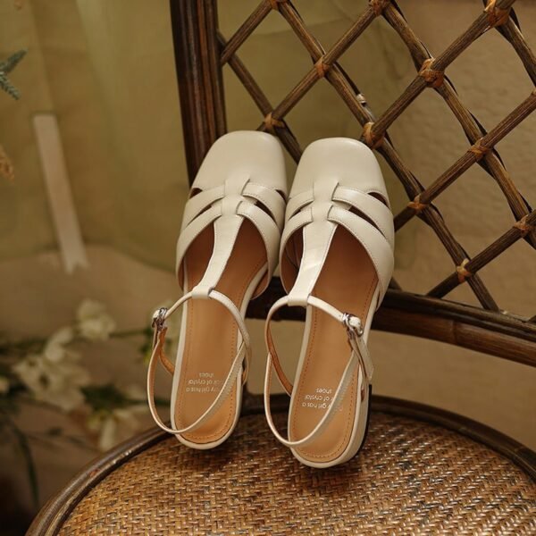 CHIKO Lea Square Toe Block Heels T-Strap Shoes - Image 2